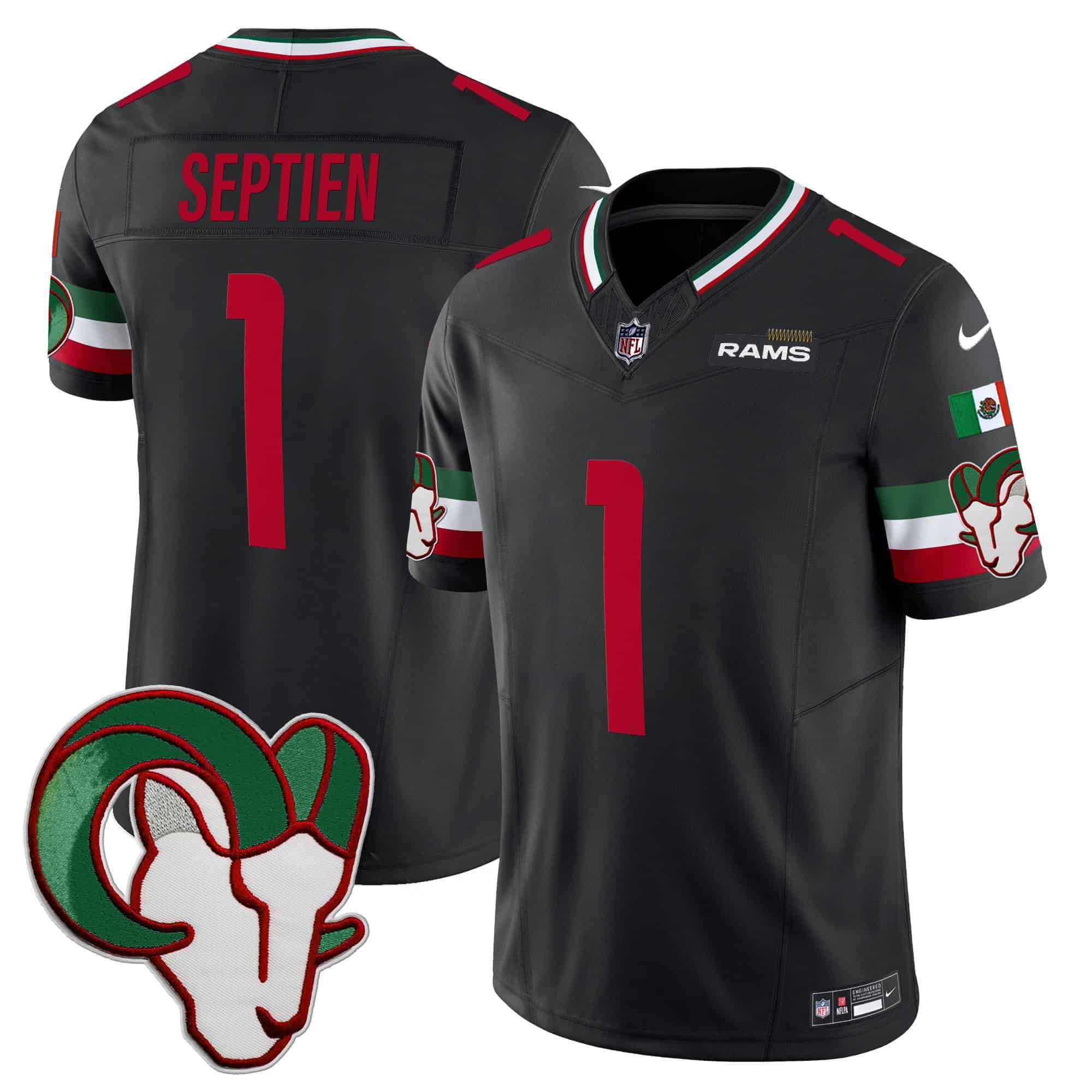 Men Los Angeles Rams 1 Septien Black 2024 Nike Mexico Vapor Limited NFL Jersey